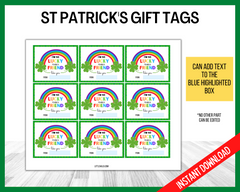 Editable St Patrick's Day Gift Tags Lucky to have a friend like you