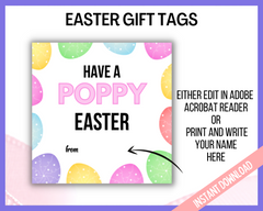 Editable Easter Poppy Gift Tag