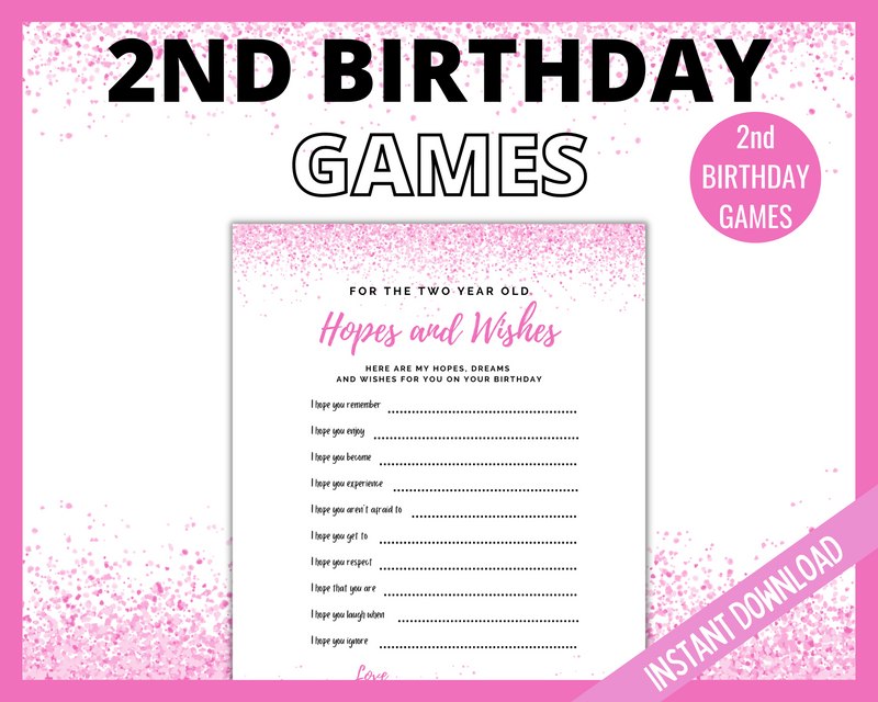 Second Birthday Games Hopes and Wishes for 2 year old