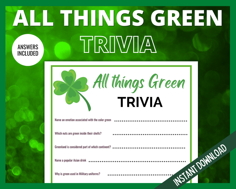 All things green trivia printable game