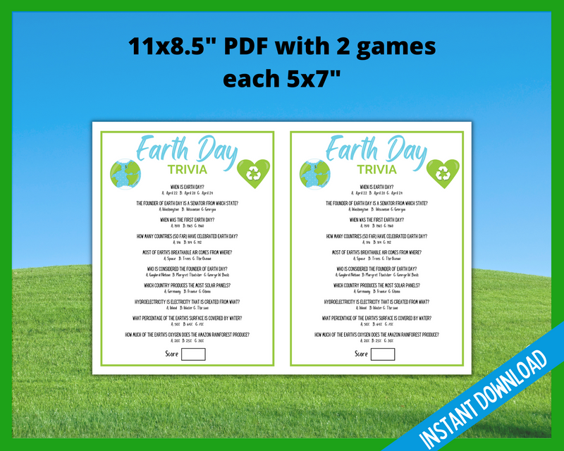 Earth Day Printable Trivia Game Questions