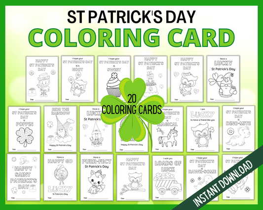 St Patrick's Coloring Cards for kids