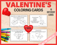 Valentines day kids coloring cards