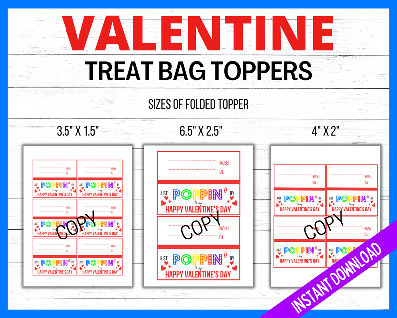 Valentines Treat Bag Topper, Pop It Card, Rainbow