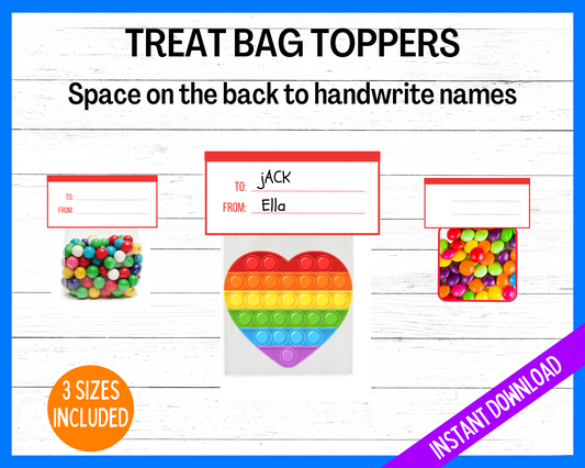 Valentine's Pop It Treat Bag Topper