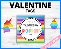 Rainbow Valentines Day Pop It Gift Tag Card