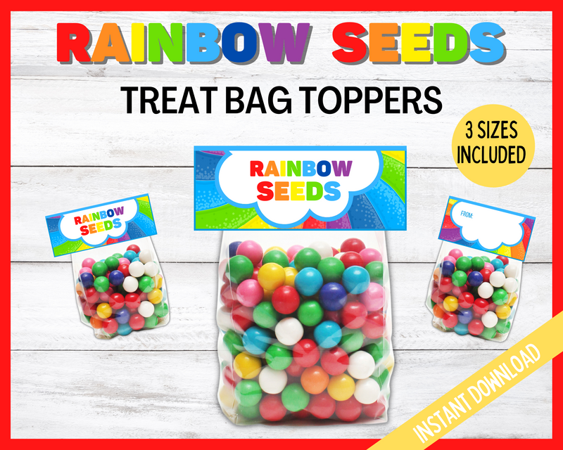 Rainbow Party Rainbow Seeds Treat Bag Topper