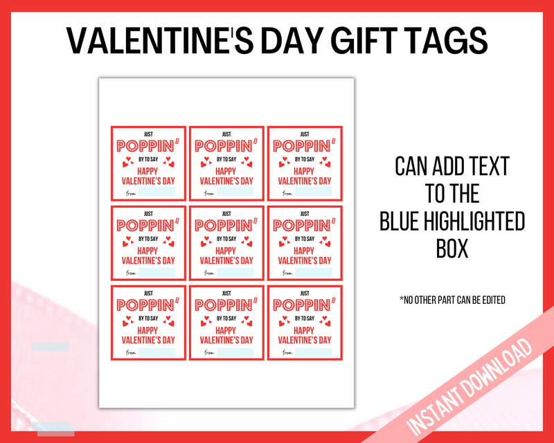 Pop It Valentines Gift Tag, editable