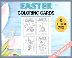Kids Easter Coloring Cards and pages