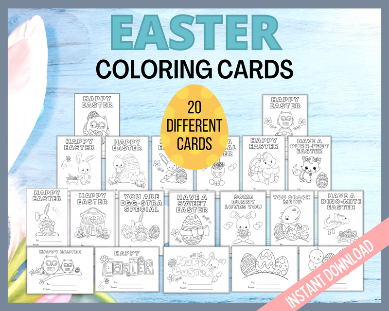 Easter Coloring Cards for kids