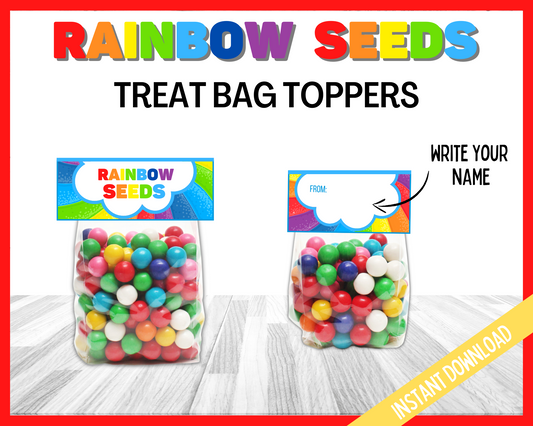 Rainbow Seeds Treat Bag Topper Printable
