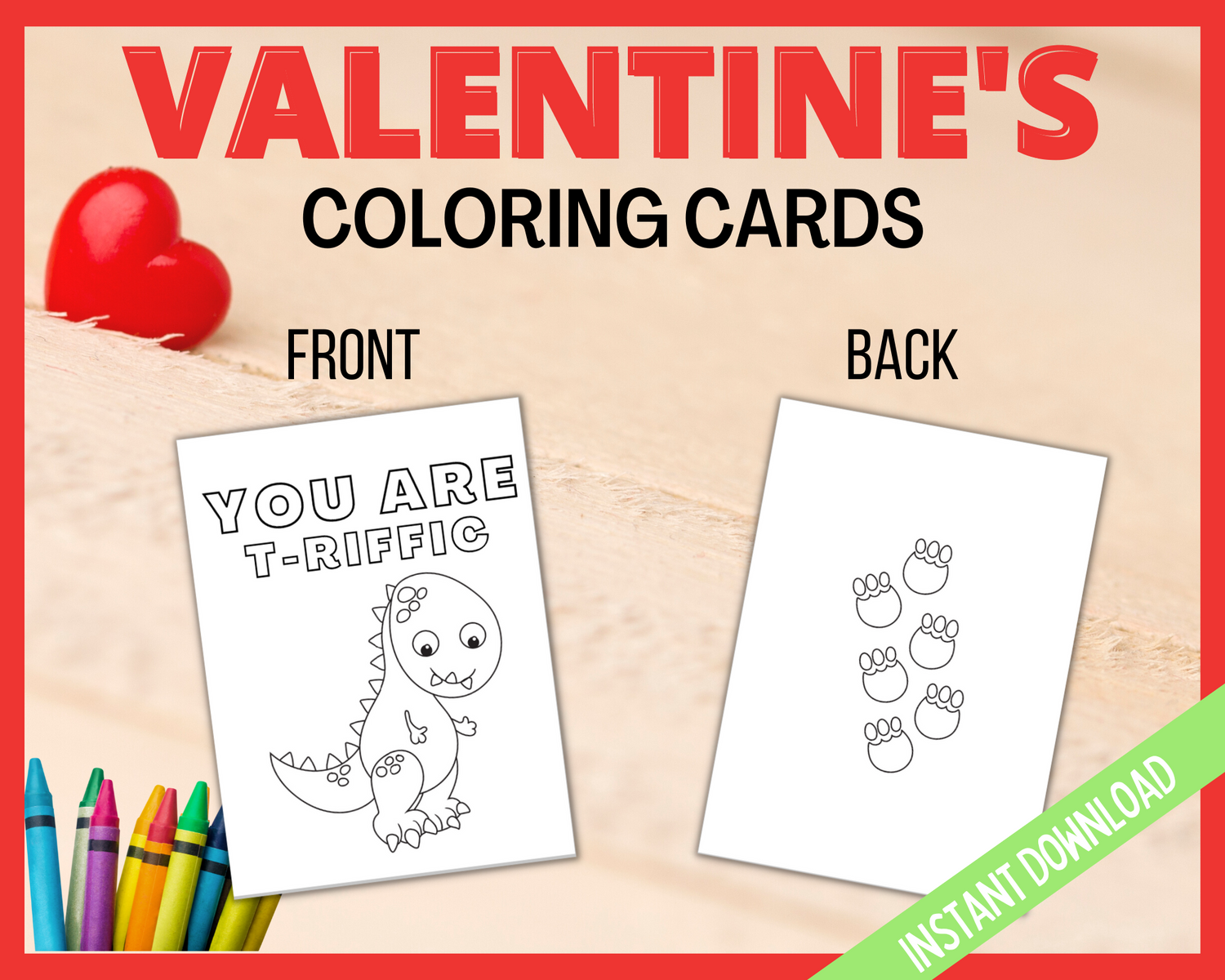 Valentines coloring cards for kids printable