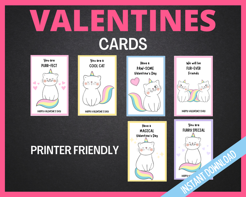Printer friendly printable valentines cards for kids