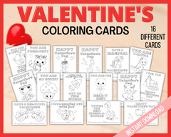 Valentine's Day Coloring Cards for kids