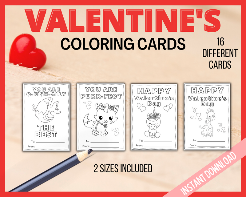 Coloring In Valentine's Day Cards for kids
