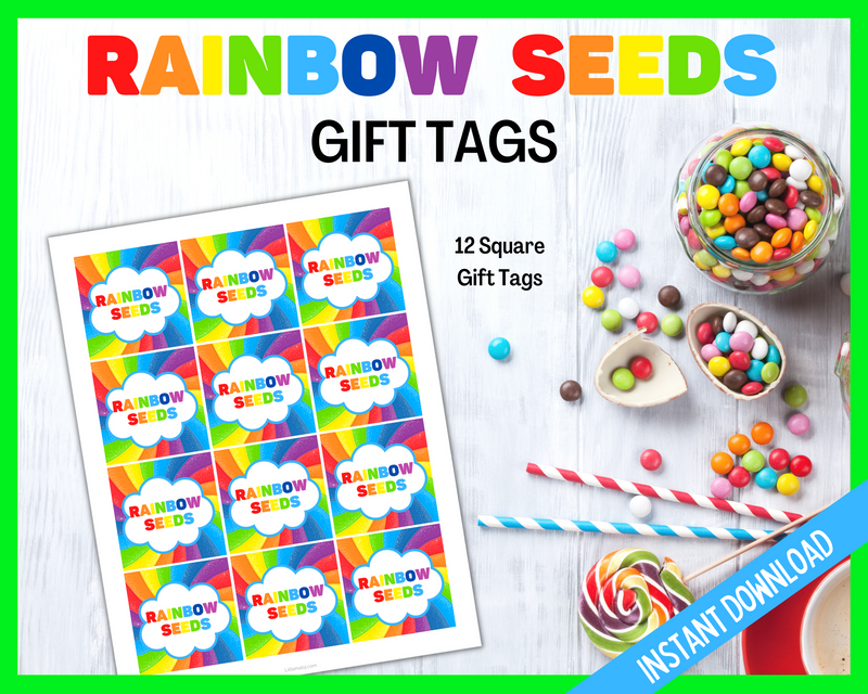 Rainbow seeds gift tags