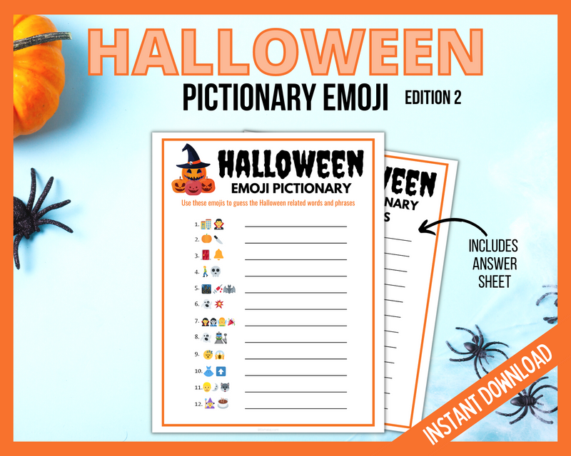 Halloween Emoji Pictionary printable game