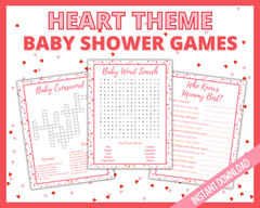 Heart Themed Baby Shower Printable Games