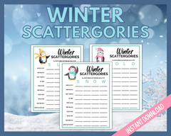 Winter Scattergories game printable