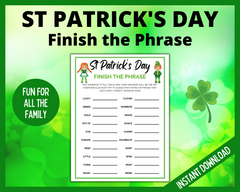 St Patrick's Day Finish the Phrase game printable