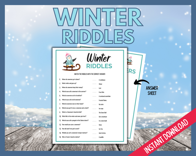 Kids Winter Riddles and Jokes Printable