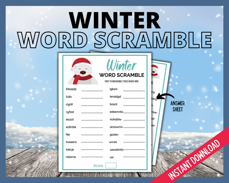 Winter Word Scramble Printable Game