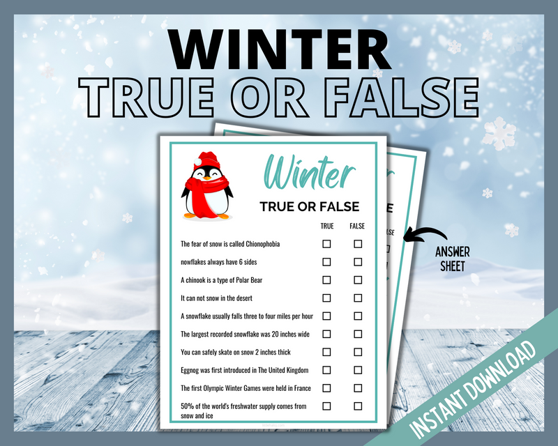 False Winter Printable Winter Party Games & Activities for Kids & Families ...