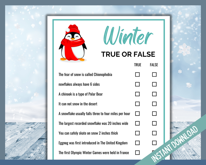 Winter Fact or Fiction Quiz Printable