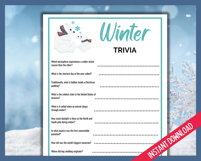 Printable Winter Trivia Game