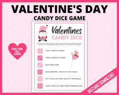 Pink Valentines Candy Dice Game