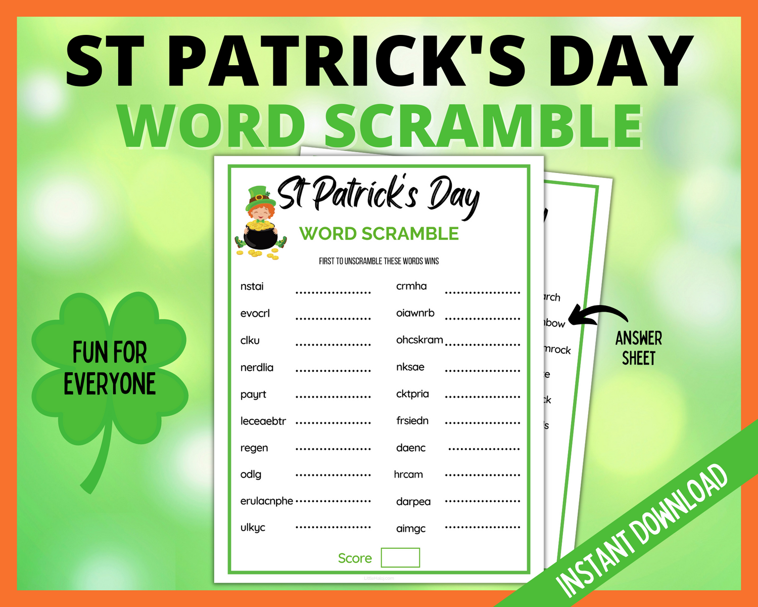 St Patricks Day Word Scramble