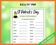 Saint Patricks Day word scramble printable