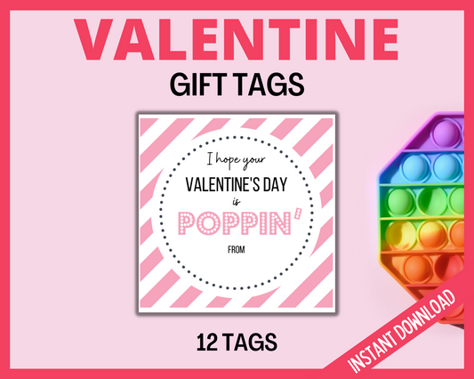 I hope your valentines day is poppin gift tag pink stripes