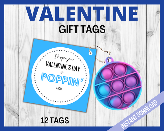 Blue Valentines Day Poppin Gift Tag