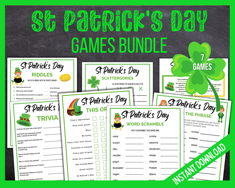 St Patricks Day Printable Games Bundle