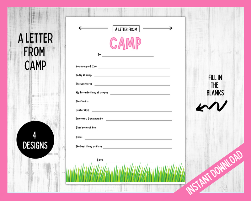 Summer camp stationery printable letter