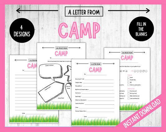 Printable letter from camp pink