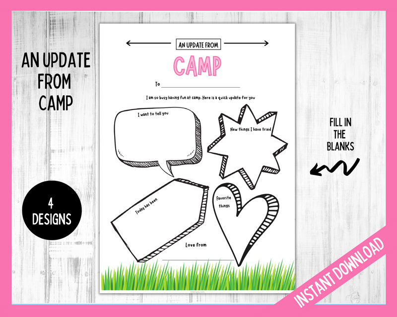 Pink printable summer camp letter
