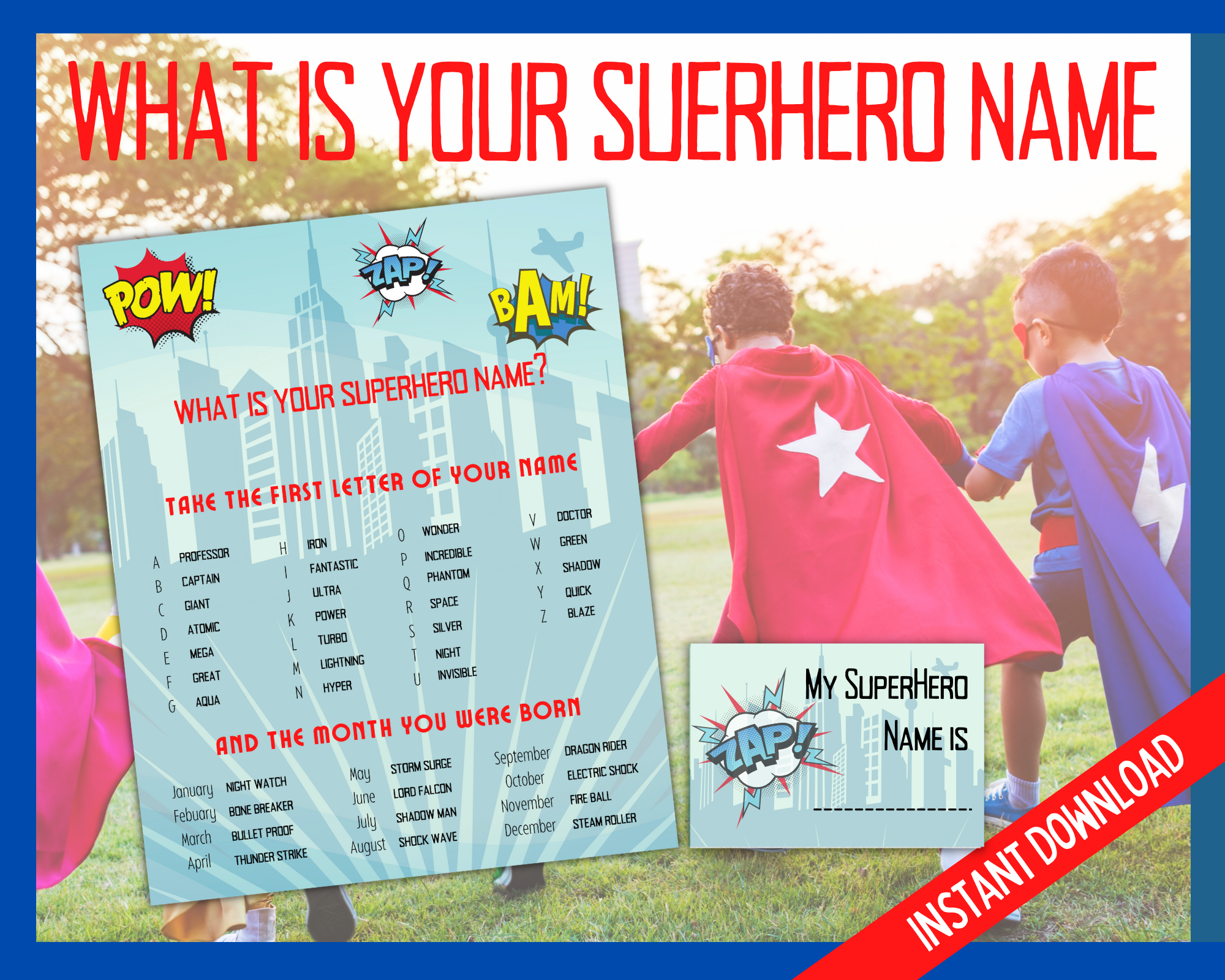 What Is Your Superhero Name Game