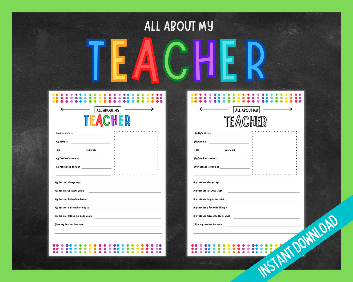 All About My Teacher Sheet – Littlehaloj