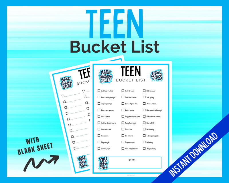 Teen Bucket List Printable