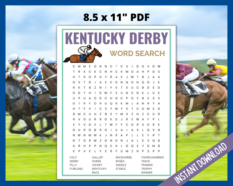 Kentucky Derby Word Search Printable
