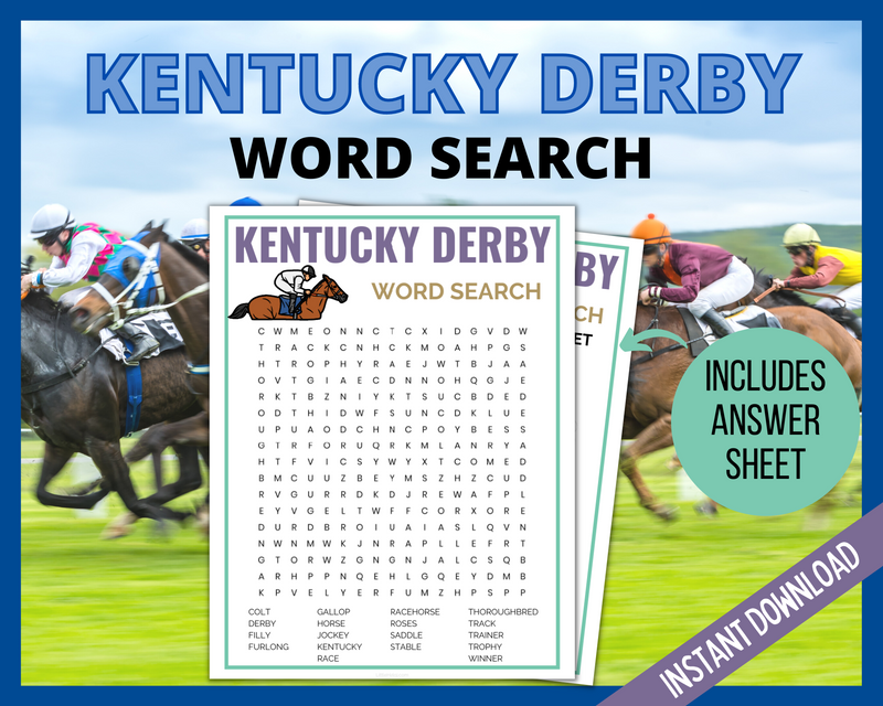 Kentucky Derby Word Search Game