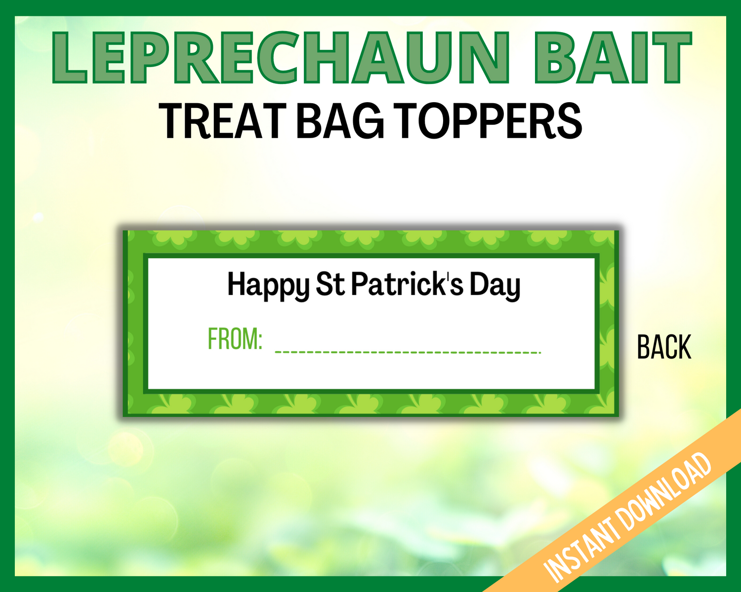 Leprechaun Bait Treat Topper Tags