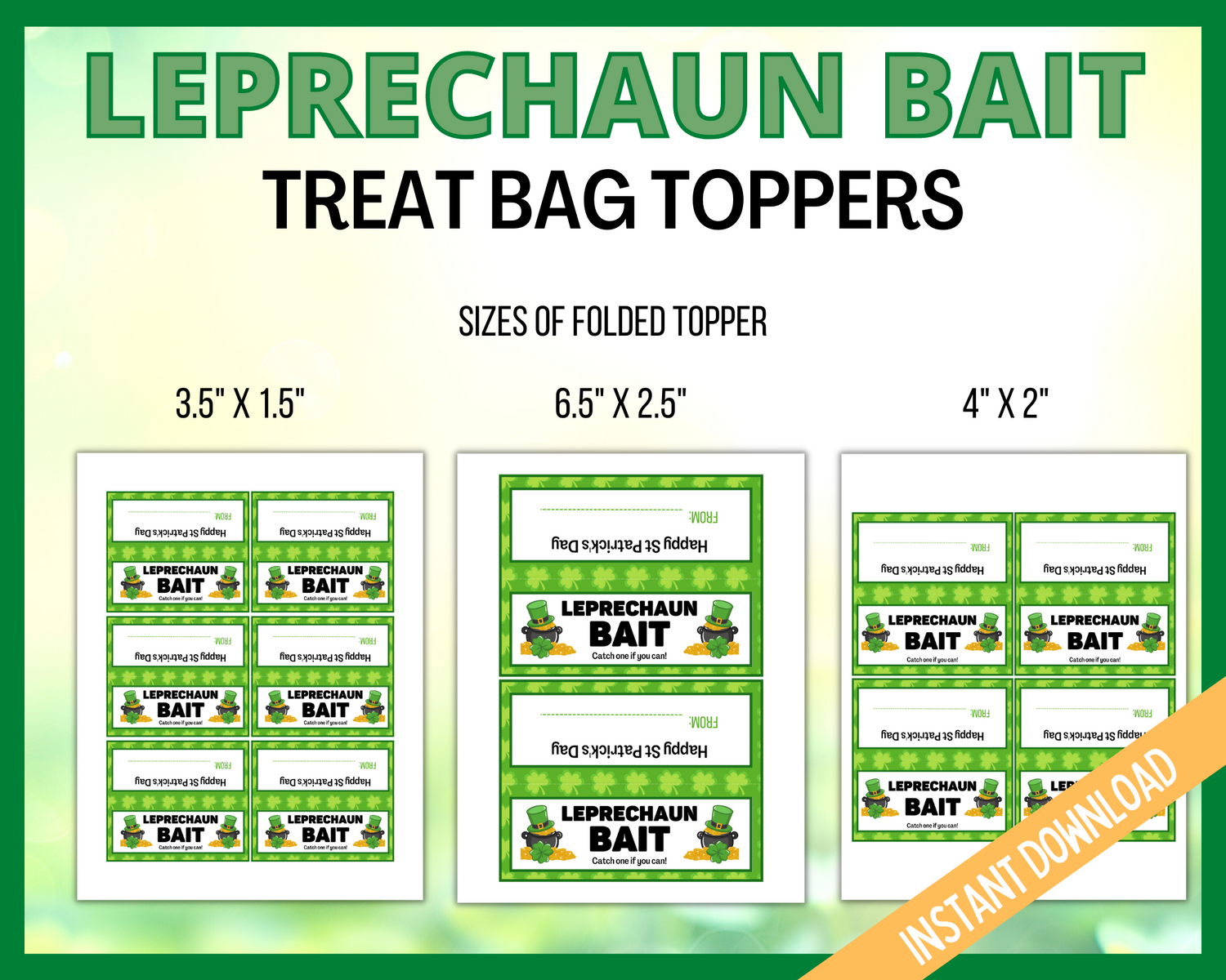 Leprechaun Bait Treat Topper Tags