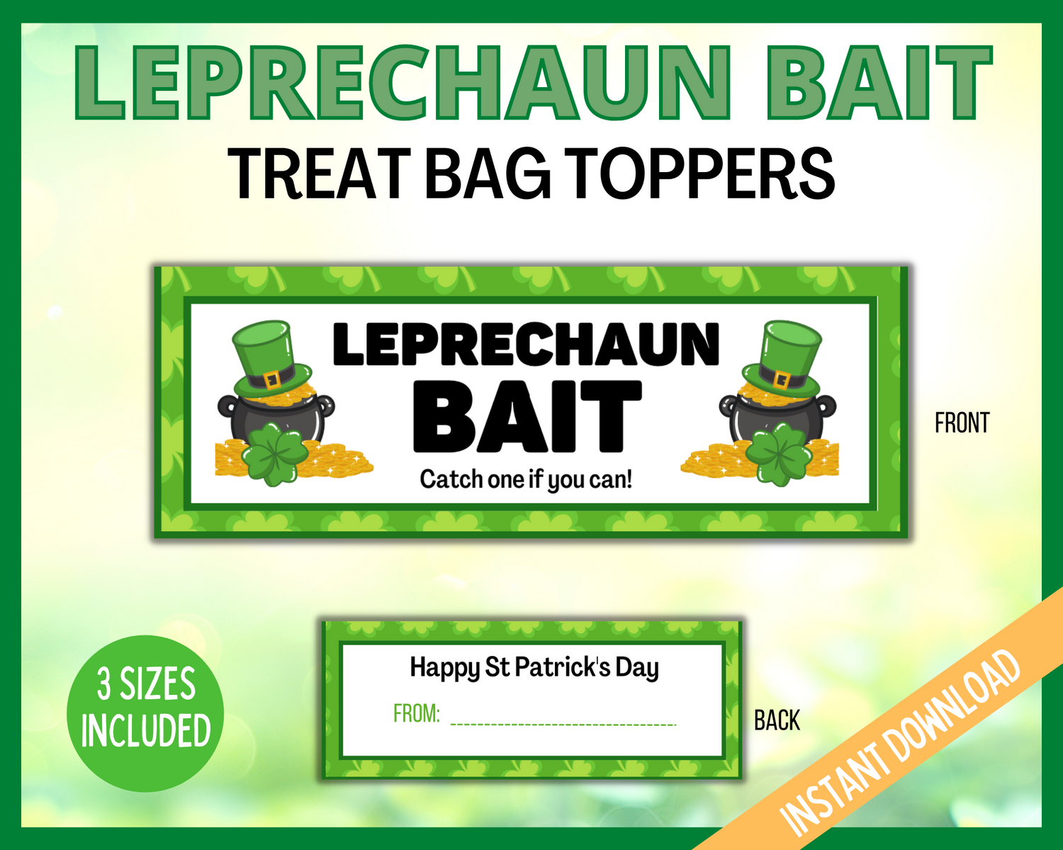 Leprechaun Bait Treat Topper Tags