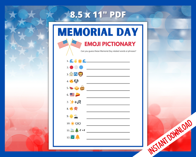 Memorial Day Emoji Game LittleHaloJ