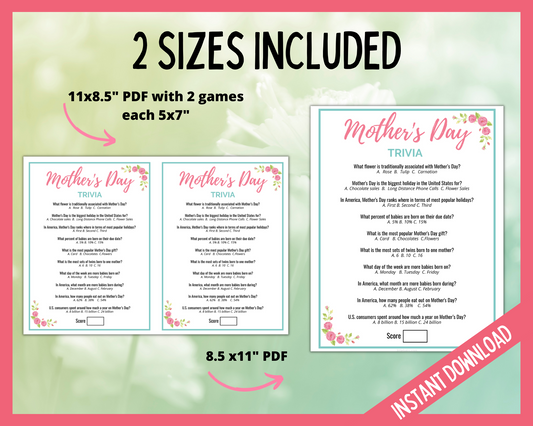 Mother's Day Trivia Game Printable