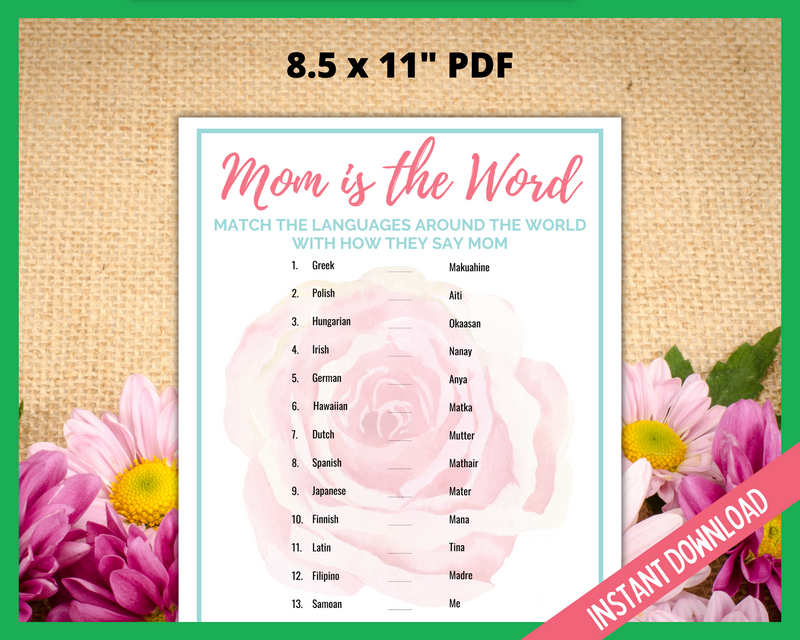 Mom is the word printable