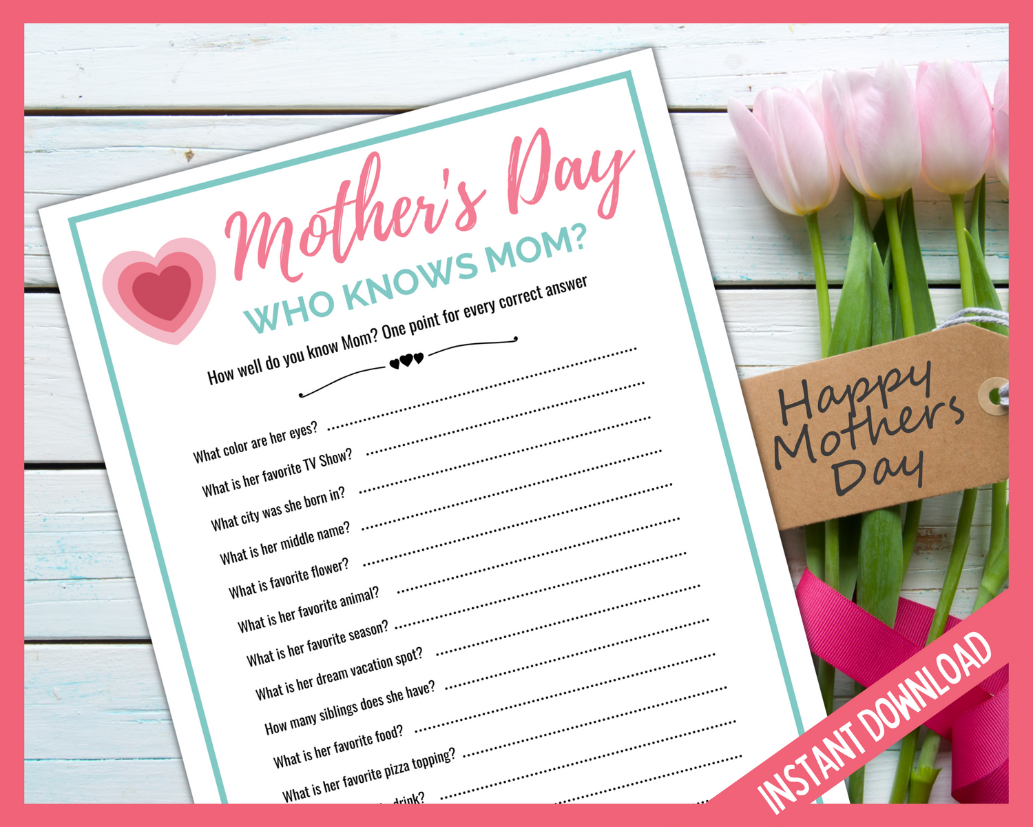 Who Knows Mom best printable